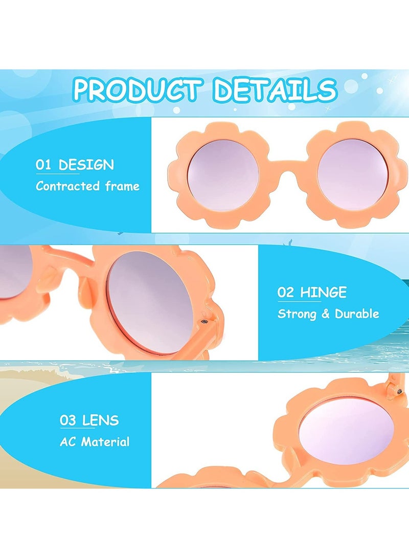CMGTYYD Kids Flower Sunglasses Toddler Girls Round Flower Glasses Baby Cute Sunglasses Outdoor Beach Colorful Eyewear 3 Pieces - Image 4