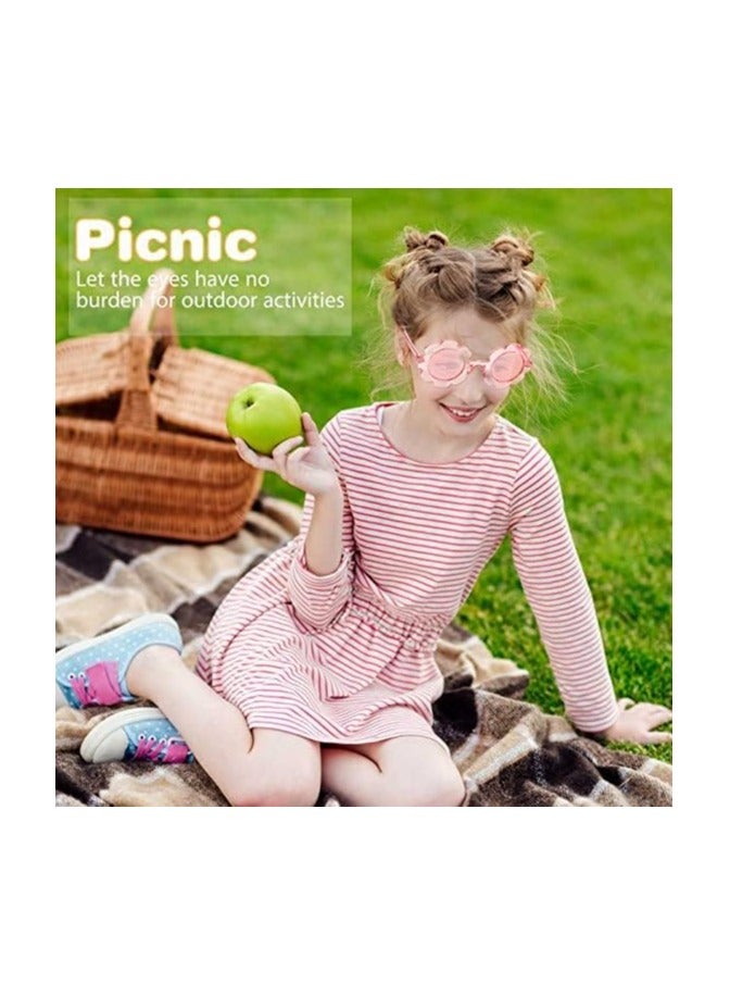 CMGTYYD Kids Flower Sunglasses Toddler Girls Round Flower Glasses Baby Cute Sunglasses Outdoor Beach Colorful Eyewear 3 Pieces - Image 5