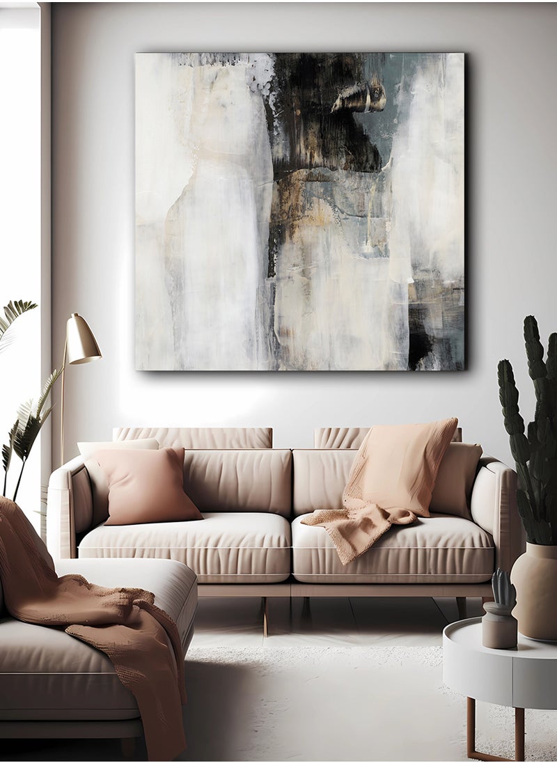LOWHA - Square Canvas Wall Art Stretched Over Wooden Frame with Artistic Painting - Image 1