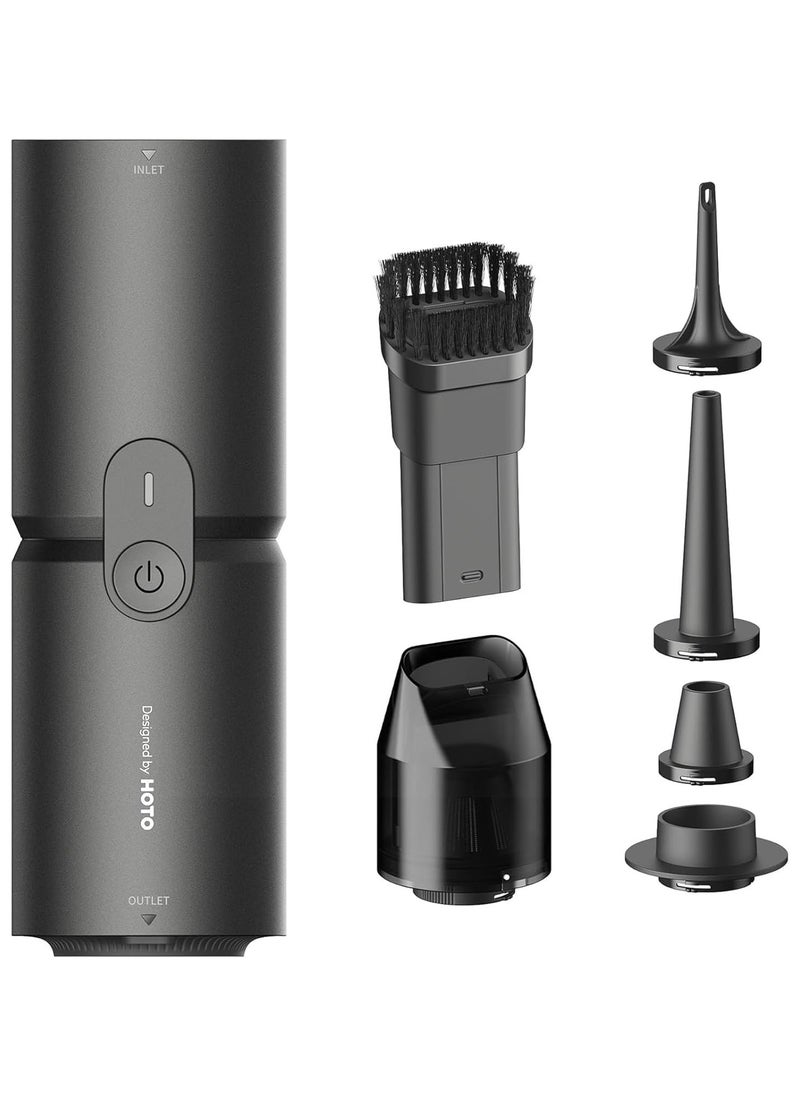 HOTO Compressed Air Capsule, 4-in-1 Cordless Handheld Vacuum, Rechargeable Air Blower, 15KPa Powerful Suction, Ideal for Car/PC/Keyboard/Home Cleaning-Black  - Image 1