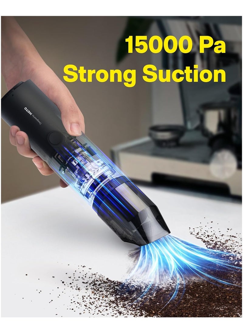 HOTO Compressed Air Capsule, 4-in-1 Cordless Handheld Vacuum, Rechargeable Air Blower, 15KPa Powerful Suction, Ideal for Car/PC/Keyboard/Home Cleaning-Black  - Image 5