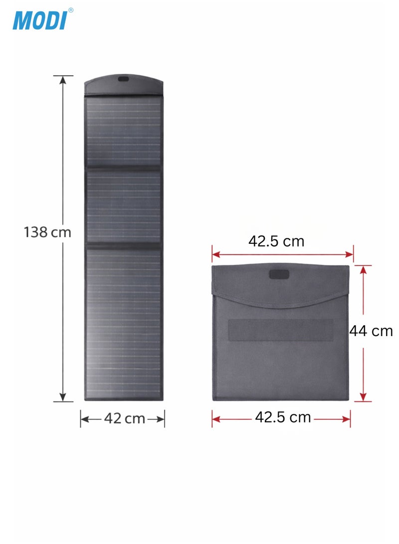 MODI Portable Foldable Solar Panel - 75W 18V High Efficiency Waterproof Solar Charger for Camping Hiking Outdoor Emergency Power Supply Multi-Device Charging Lightweight Solar Panel - Image 2