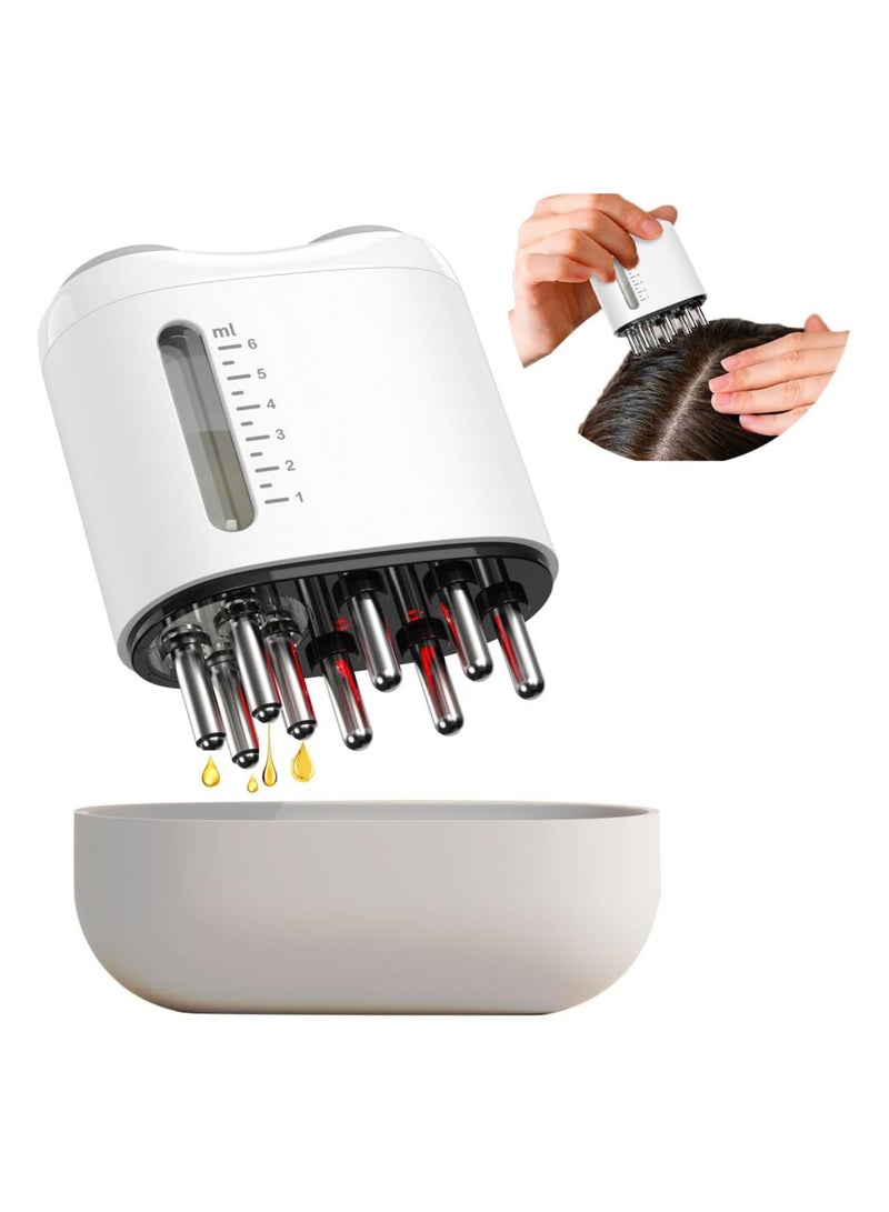 Electric Hair Oil Applicator with Red & Blue Light Vibration, Detachable 6ML Water Tank for Scalp Massage and Hair Growth, Ideal Oil Dispenser for Nourishing Hair. - Image 1