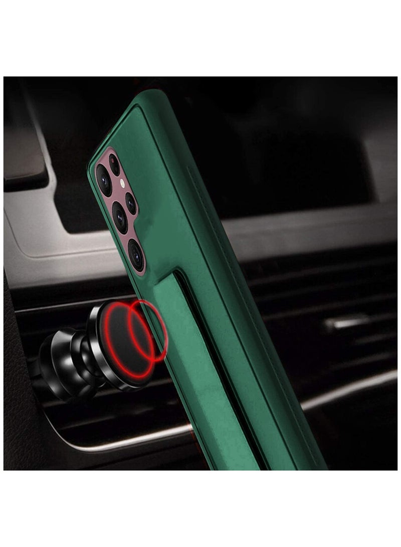 ACLIX Samsung Galaxy S26 Ultra Case with Kickstand and Hand Strap, Magnetic Silicone Slim Cover [Car Mount Compatible], 3-Way Vertical/Horizontal Stand & Grip, Shockproof Protective Shell | Dark Green - Image 3