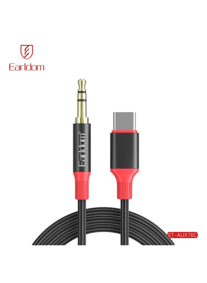 Earldom cable AUX 76 USB-C  to AUX 1 meter exchange  – Black - Image 1