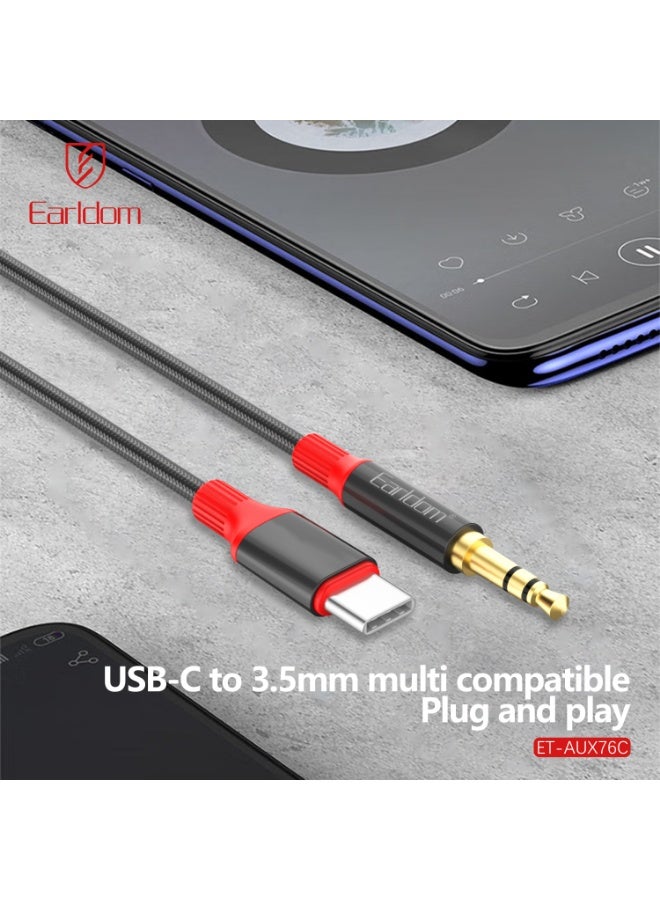 Earldom cable AUX 76 USB-C  to AUX 1 meter exchange  – Black - Image 3