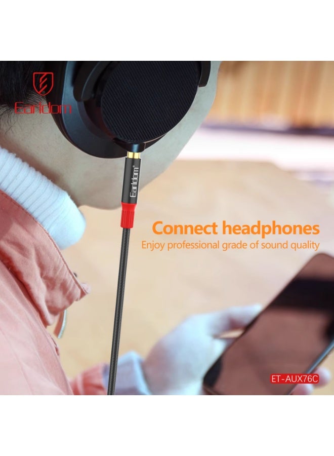 Earldom cable AUX 76 USB-C  to AUX 1 meter exchange  – Black - Image 4