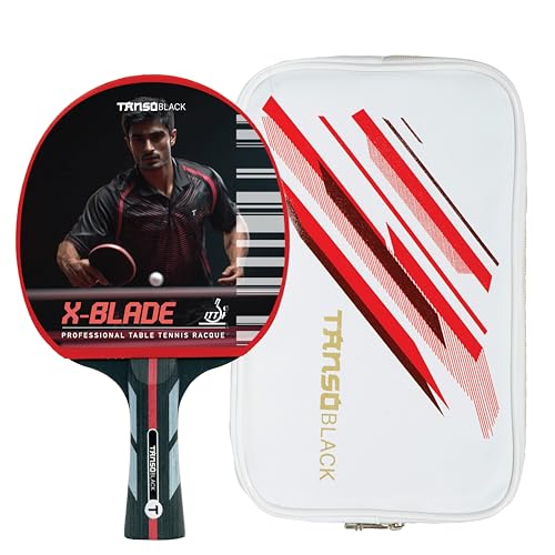 TANSO Black X Blade Table Tennis (TT) Carbon Racket (Premium ITTF Approved Gambler Rubber, Carbon ply, Ergonomic Grip Handle, Intermediate to Professional Players) - Image 1