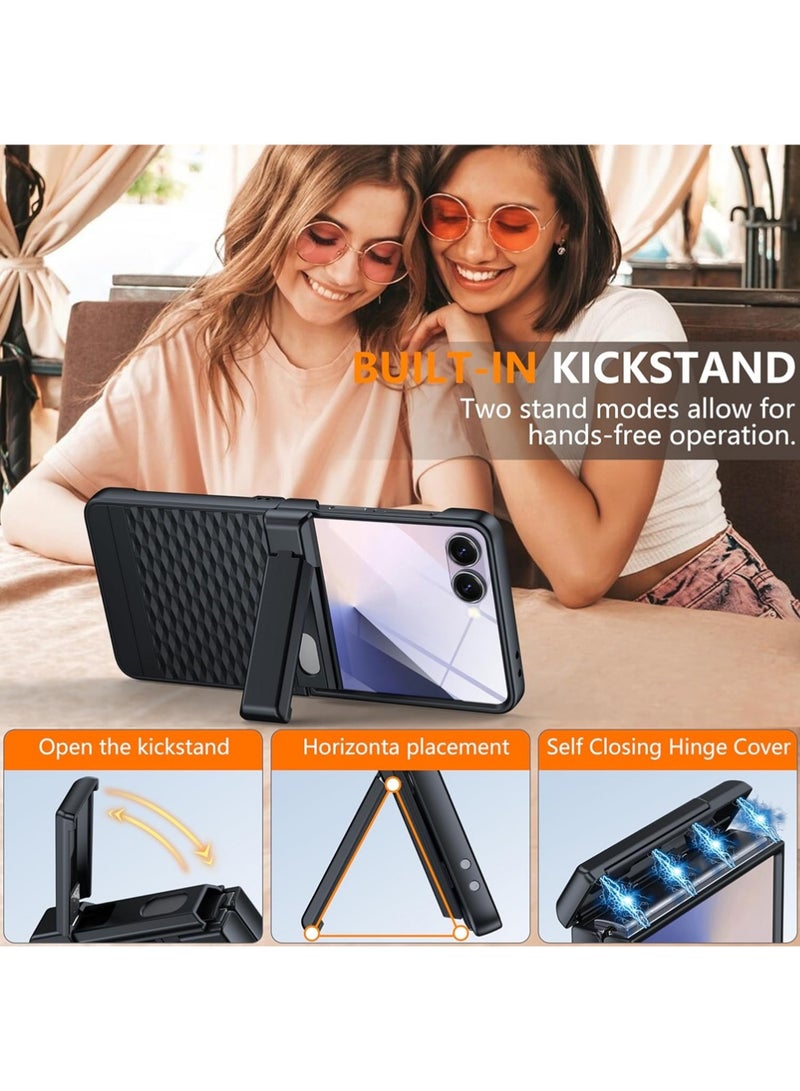 X-level Magnetic for Samsung Galaxy Z Flip 7 Case [Hinge Protection＆Kickstand][Compatible with MagSafe][Built-in Screen Protector] Full-Body Protection Phone Case for Samsung Z Flip 7 Black - Image 4