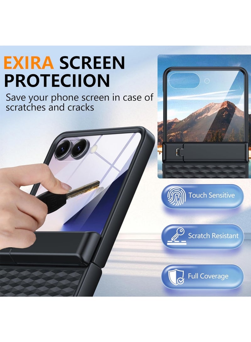 X-level Magnetic for Samsung Galaxy Z Flip 7 Case [Hinge Protection＆Kickstand][Compatible with MagSafe][Built-in Screen Protector] Full-Body Protection Phone Case for Samsung Z Flip 7 Black - Image 3
