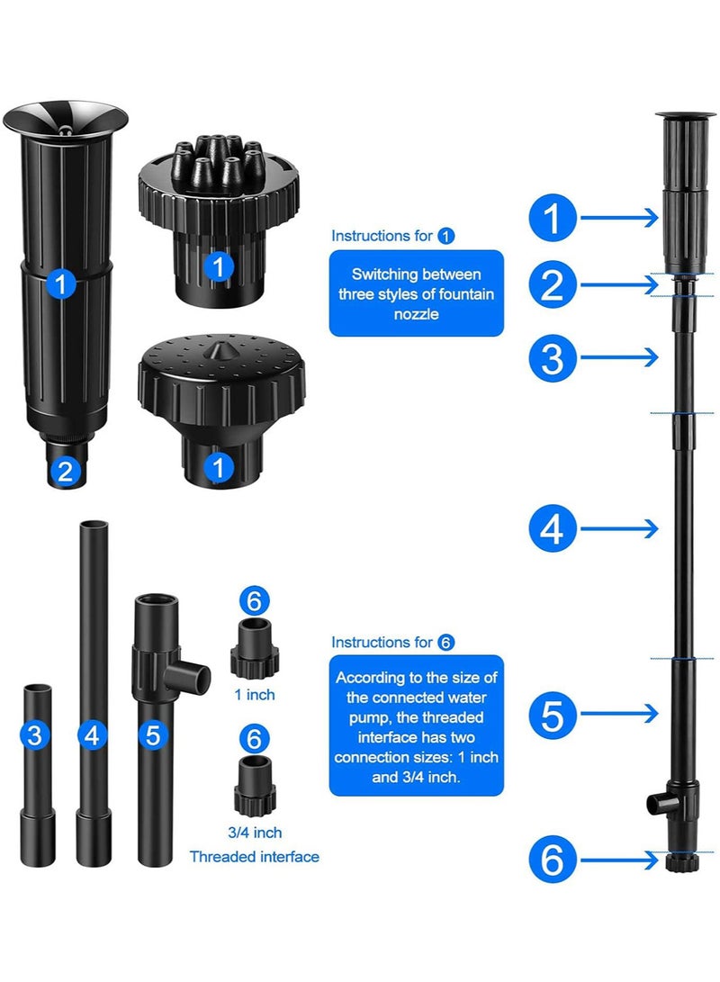Fountain Pump Nozzle kit Mushroom Spray Head Kit for Pond Pumps - Water Fountain Nozzle Set Submersible, 25mm and 20mm - Image 2