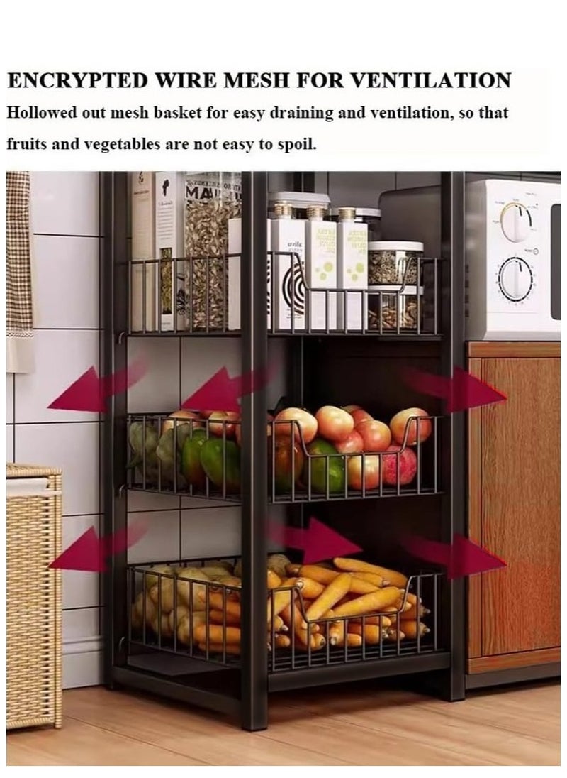 AGD Storage cabinet with multiple shelves, for kitchen, with side hooks and closed storage space. Multi-functional storage rack for microwave oven.  - Image 2