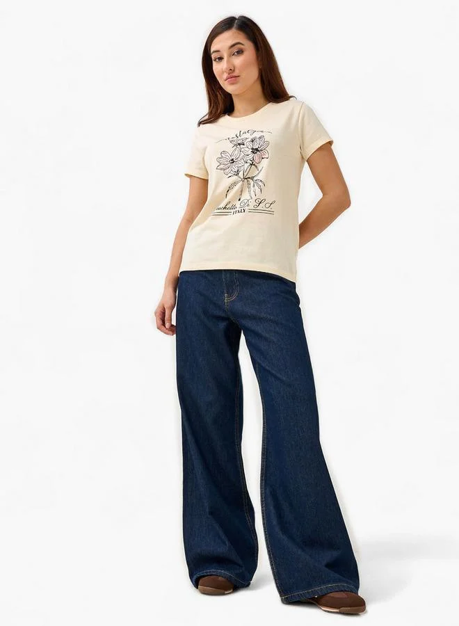 Splash FAV Regular Fit Cotton T-shirt with Graphic Print