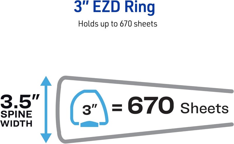 AVERY Heavy-Duty View 3 Ring Binder, 3" One Touch EZD Rings, 670-Sheet Capacity, 3.5 Inch Wide Spine, Great for Home, School Supplies, Office, or Organization Needs, 1 White Binder (79193) - Image 4