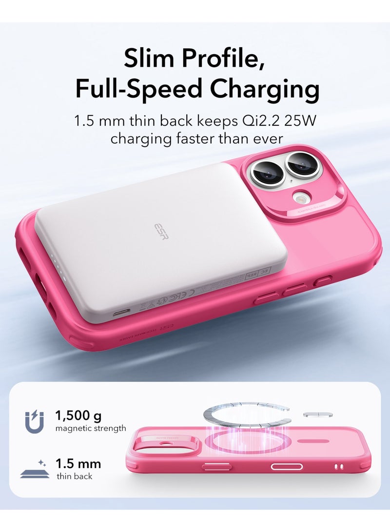 ESR iPhone 17 HaloLock Classic Hybrid Case – MagSafe Compatible Cover with Camera Control Button Military-Grade Drop Protection And Shock-Absorbing Corners - Frosted Pink - Image 3