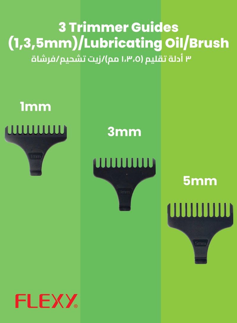 FLEXY Rechargeable Grooming Set: 3-in-1 Nose Trimmer, Hair Trimmer, Shaver, 2-Hour Charge/Use, Hard Alloy Blades, USB-C, 600mAh Battery, 3 Trimmer Guides, 2-Year Warranty. - Image 4