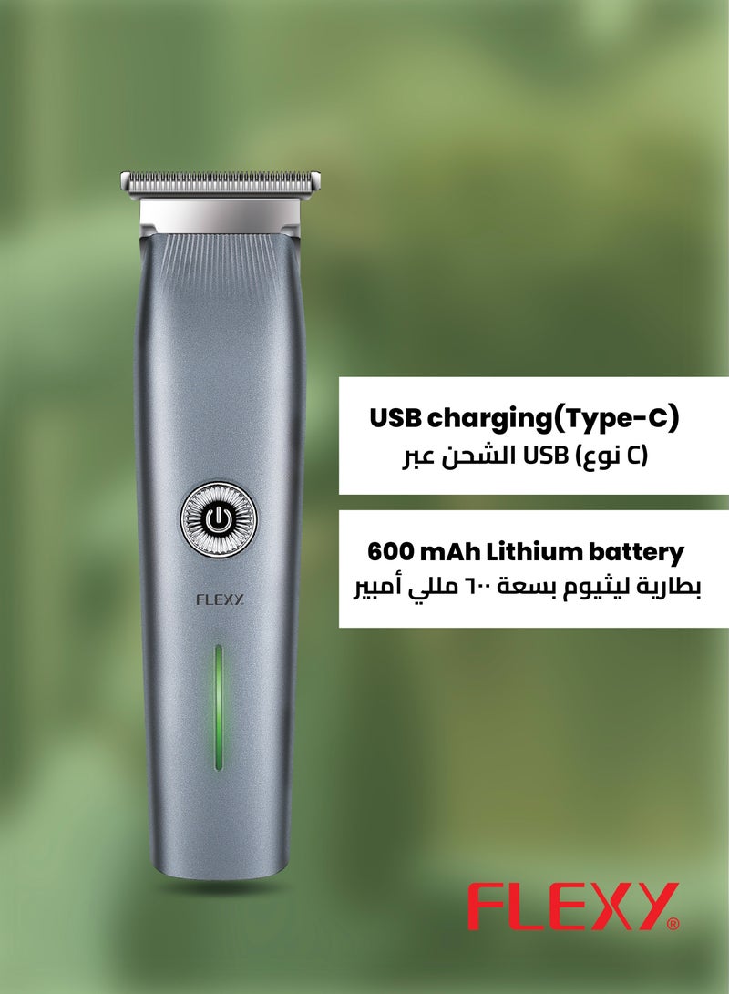 FLEXY Rechargeable Grooming Set: 3-in-1 Nose Trimmer, Hair Trimmer, Shaver, 2-Hour Charge/Use, Hard Alloy Blades, USB-C, 600mAh Battery, 3 Trimmer Guides, 2-Year Warranty. - Image 5