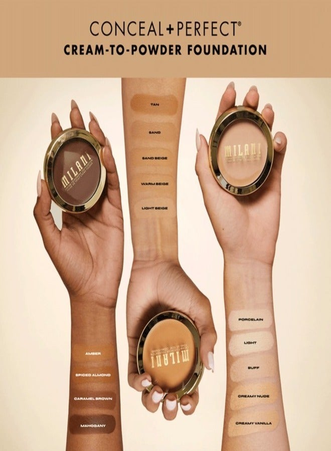 MILANI Milani Conceal + Perfect Smooth Finish Cream to Powder Foundation – 275 Amber | Full Coverage, Lightweight, Natural Matte Finish, Buildable Formula, Long-Lasting Wear, Vegan & Cruelty-Free  - Image 5