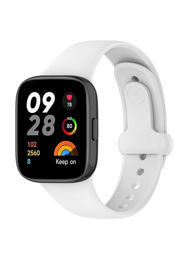 Generic Silicone Watch Strap Buckles Sport Silicone Watch Band,Bracelet Replacement Wristband Wrist Strap for Xiaomi Redmi Watch 3 (White)  - Image 2