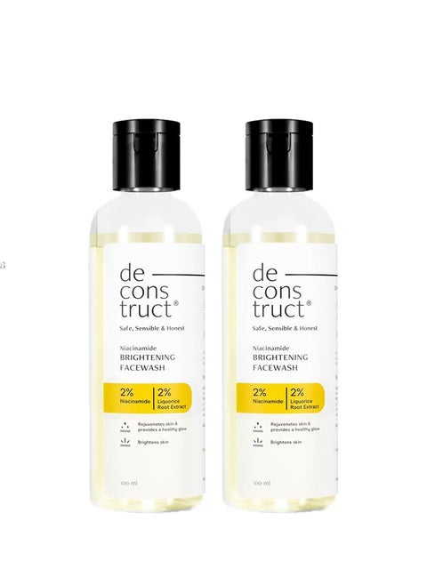 Deconstruct Niacinamide Brightening Face Wash | 2% Niacinamide+2% Liquorice Root Extract | For Glowing Skin | 100 ml each | Pack of 2