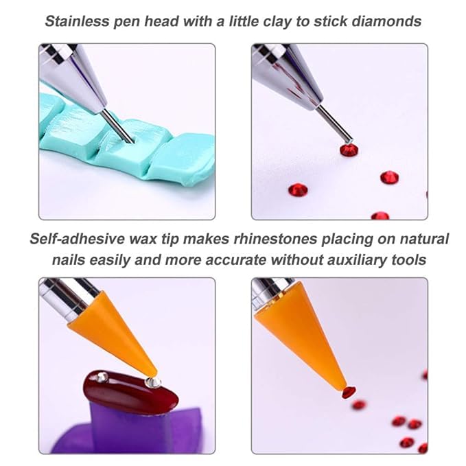 URBAN BOX 8Pcs DoubleEnded Diamond Paintings Pens Nail Rhinestone Picker Dotting Pen Wax Pencil Manicure Nail Art DIY Decoration Tool - Image 4