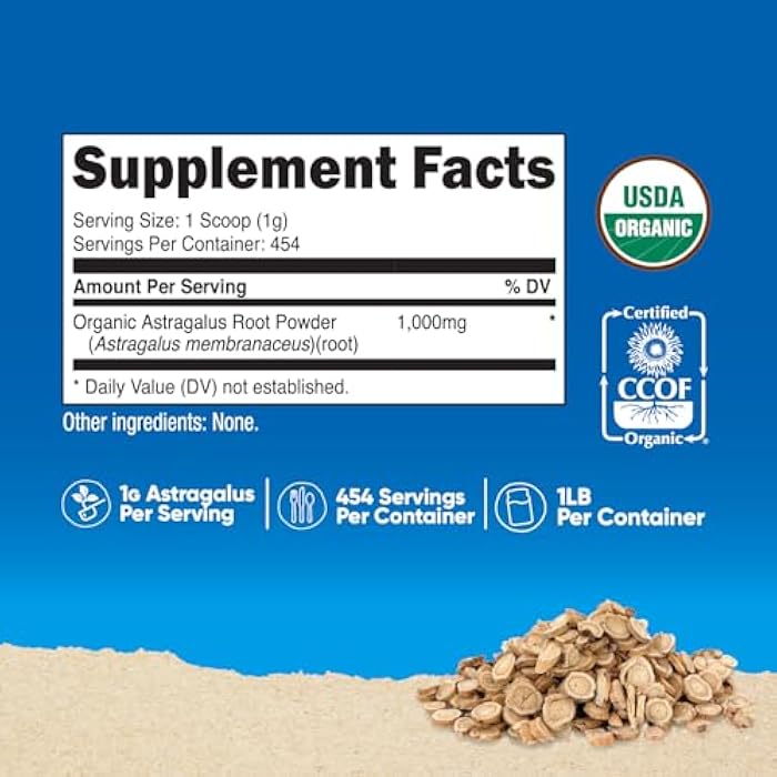 Nutricost Organic Astragalus Root Powder 1LB - Gluten Free, Non-GMO, Vegetarian - Image 2