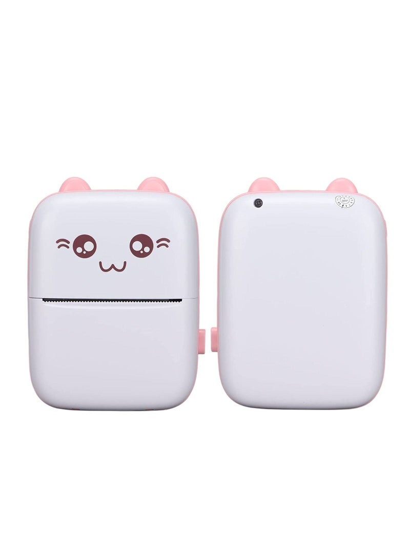 Multifunctional Mini Portable Thermal Printer with 1 Roll Paper Pink/White - Image 1