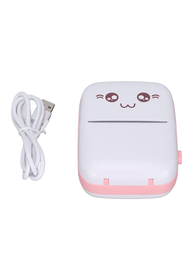 Multifunctional Mini Portable Thermal Printer with 1 Roll Paper Pink/White - Image 2