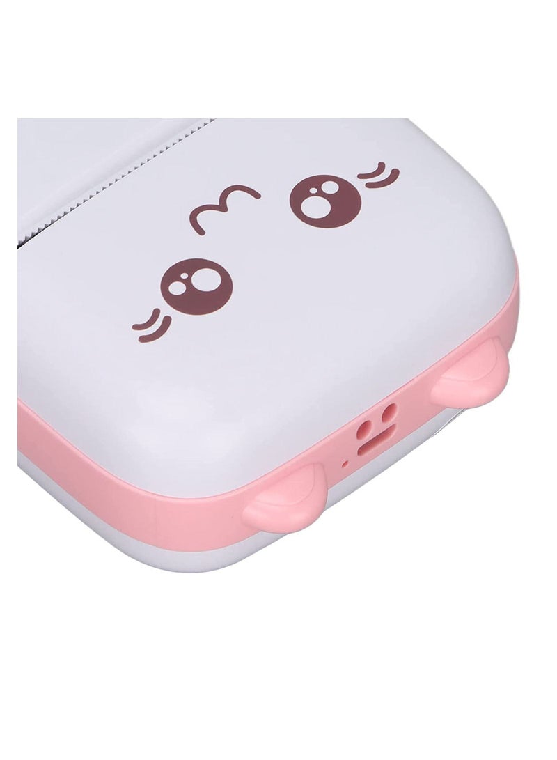 Multifunctional Mini Portable Thermal Printer with 1 Roll Paper Pink/White - Image 4