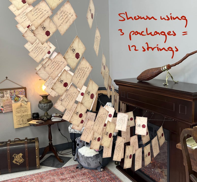 CONQUEST CON*QUEST Journals Harry Potter Official Floating Hogwarts Acceptance Letter Decoration, 40 Letter Cards & Nylon String for Hanging, Home Decor, Officially Licensed (40-Pieces, 4 String of 10 Letter) - Image 5