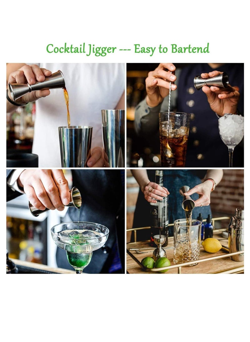 Cocktail Bar Tools, 4 Pack Stainless Mixing Spoon Double Cocktail Jigger Cocktail Ice Muddler Lemon Fruit Grater Bar Strainer - Image 2