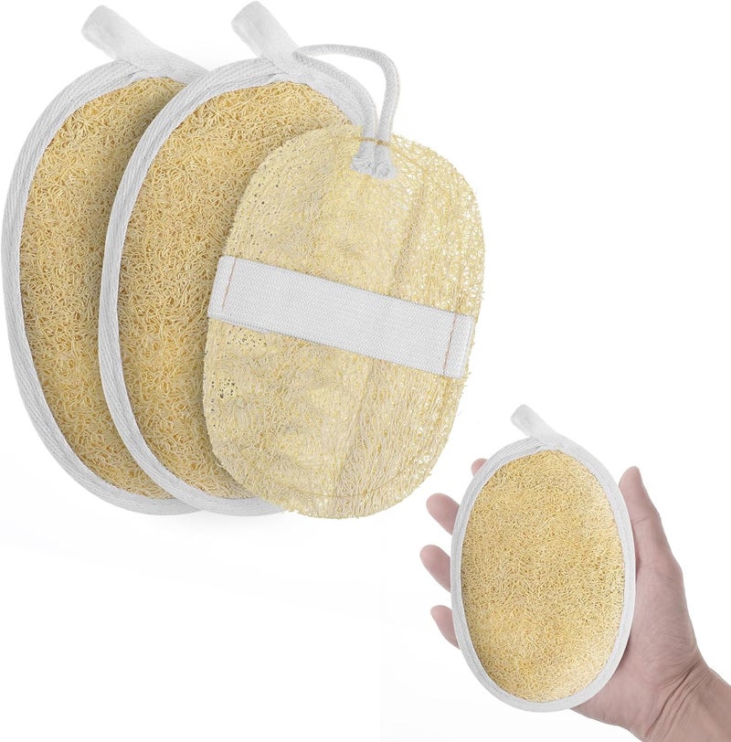 Nogeqi 3pcs Natural LoofahNatural Loofah SpongeExfoliating Body ScrubberLuffa SpongesEgyptian LoofahsShower Sponge for BodyBack Scrubbers for Use in Shower for Man and WomanLarge Small - Image 1