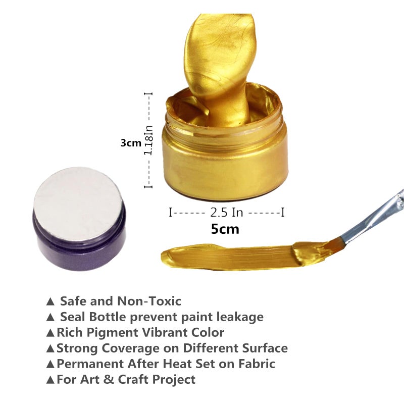 JAJADO Shimmer Metallic Acrylic Paint Chalk Paste 1.7oz/50ml, Ideal for Wood/T-Shirts/Glass/Stone, DIY Crafts Projects Glitter Pearlescent Golden Pigment Suitable for Beginners Artists (Light Gold) - Image 4