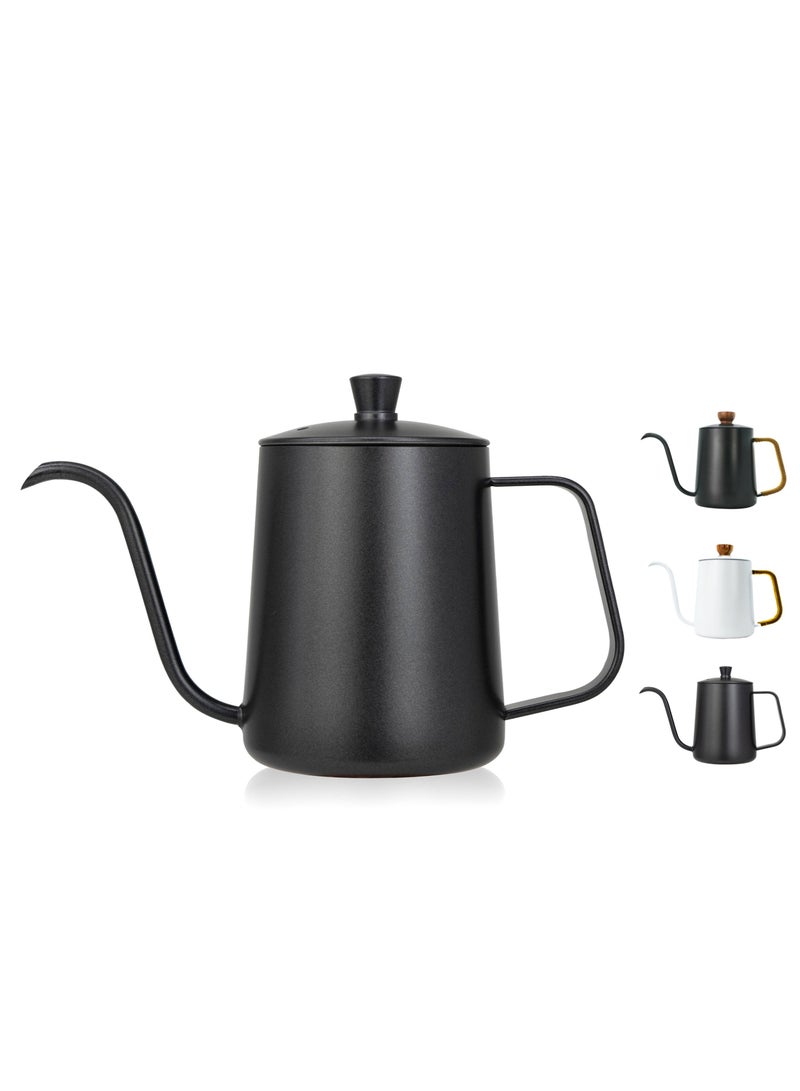 Coffee Drip V60 Pour Over Kettle Goose neck Long Narrow Spout With Lid Tea Pot 304 Stainless Steel Teflon Coated Pitcher for pouring coffee 600ML - Image 2