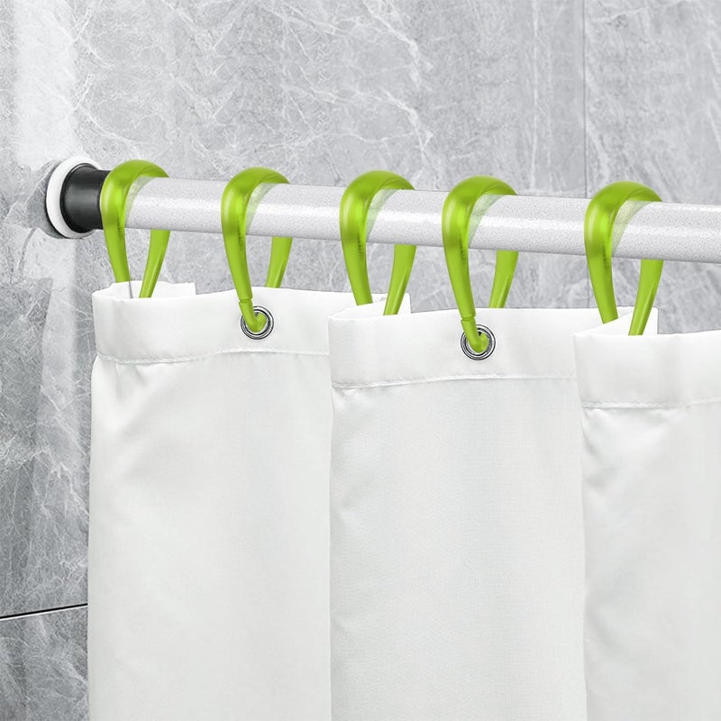 Topspring Green Plastic Shower Curtain Hooks Rings - 12 Pcs Drop Shaped Shower Hooks for Curtain Bathroom Shower Rod - Image 5