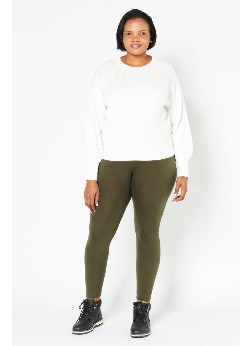 EDC Women Crew Neck Knitted Sweater, White  - Image 2
