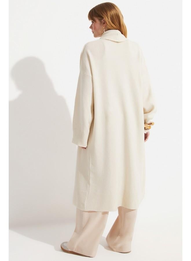 June Long Knitwear Cardigan Ecru - Image 5