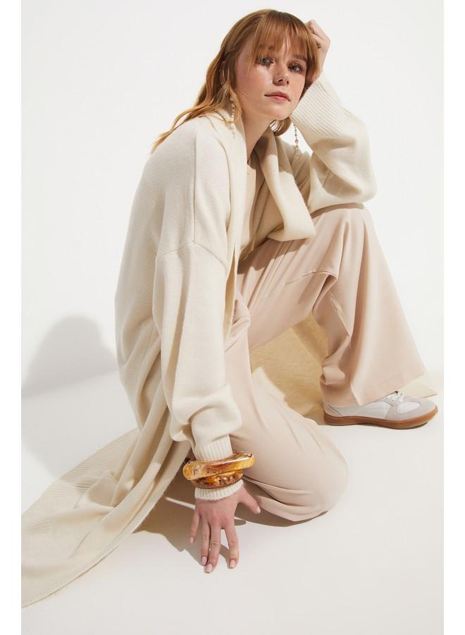 June Long Knitwear Cardigan Ecru - Image 4