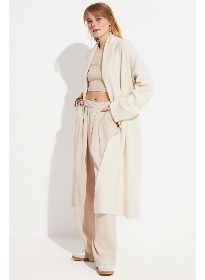 June Long Knitwear Cardigan Ecru - Image 2