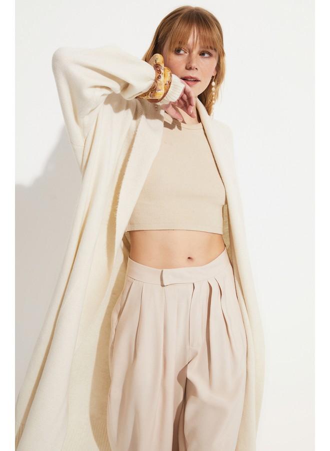 June Long Knitwear Cardigan Ecru - Image 3