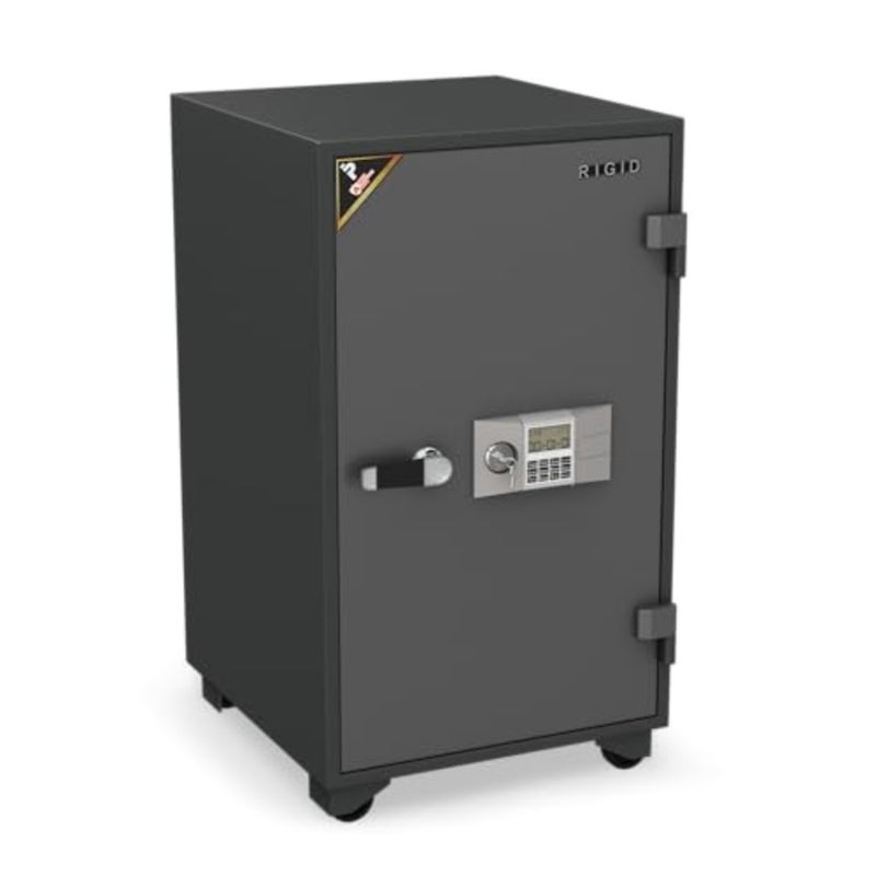 IGID 120L Fie esistant Safe 60 دقيقة/945 درجة مئوية NT FIE 017 قفل رقمي ومفتاح مع علم وداو وعجلات وعاء 5 طبقات ورف قابل للتعديل 57 عمق × 55 عرض × 97 ارتفاع سم، مجمعة - Image 1