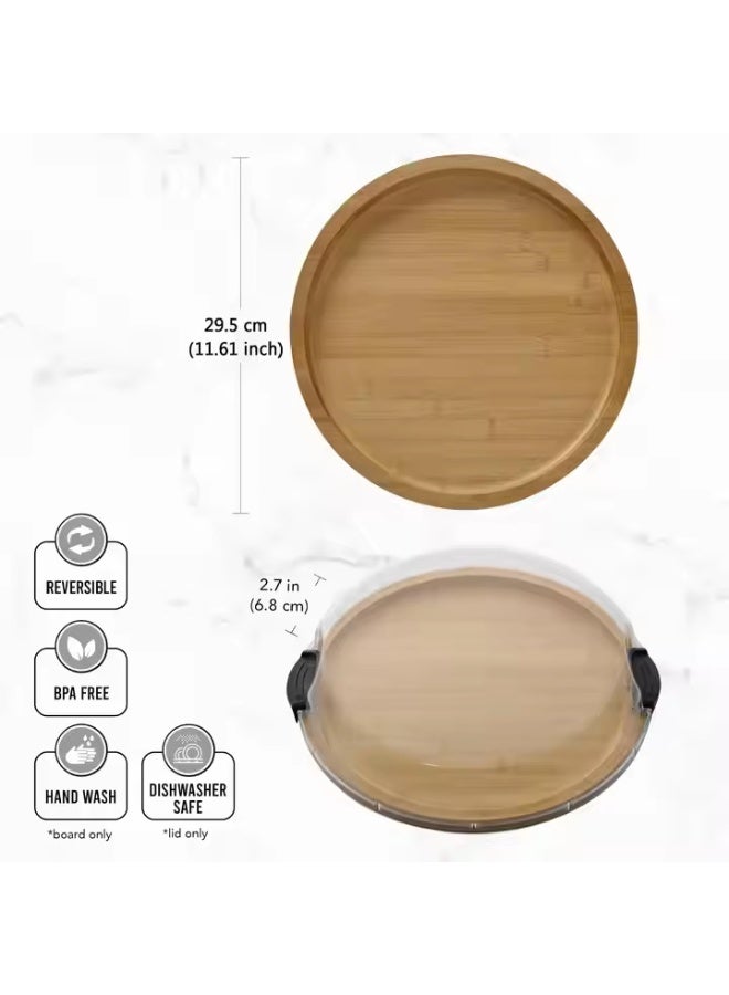 عام الغذاء الصف البلاستيك غطاء وجبة ، صينية وجبات خفيفة خشبية ، المطبخ متعددة الأغراض الجبن المجلس ، متعددة الوظائف نزهة التخييم كعكة غطاء - Image 2