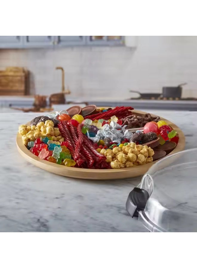 عام الغذاء الصف البلاستيك غطاء وجبة ، صينية وجبات خفيفة خشبية ، المطبخ متعددة الأغراض الجبن المجلس ، متعددة الوظائف نزهة التخييم كعكة غطاء - Image 4