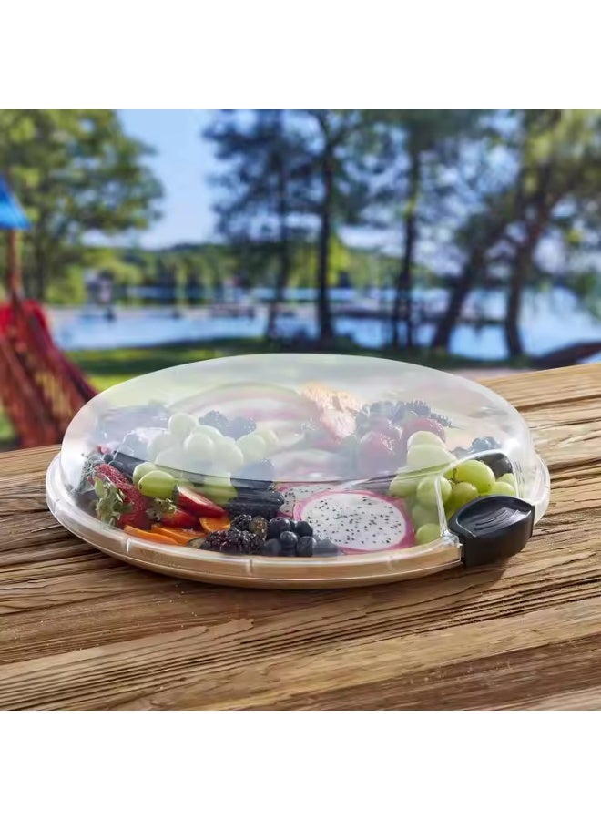 عام الغذاء الصف البلاستيك غطاء وجبة ، صينية وجبات خفيفة خشبية ، المطبخ متعددة الأغراض الجبن المجلس ، متعددة الوظائف نزهة التخييم كعكة غطاء - Image 3