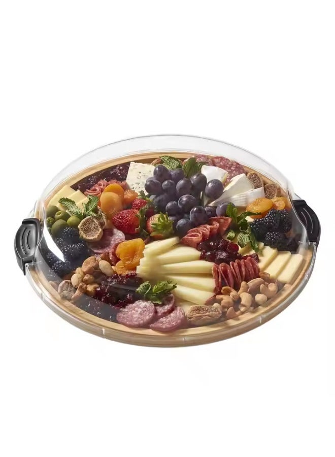 عام الغذاء الصف البلاستيك غطاء وجبة ، صينية وجبات خفيفة خشبية ، المطبخ متعددة الأغراض الجبن المجلس ، متعددة الوظائف نزهة التخييم كعكة غطاء - Image 1