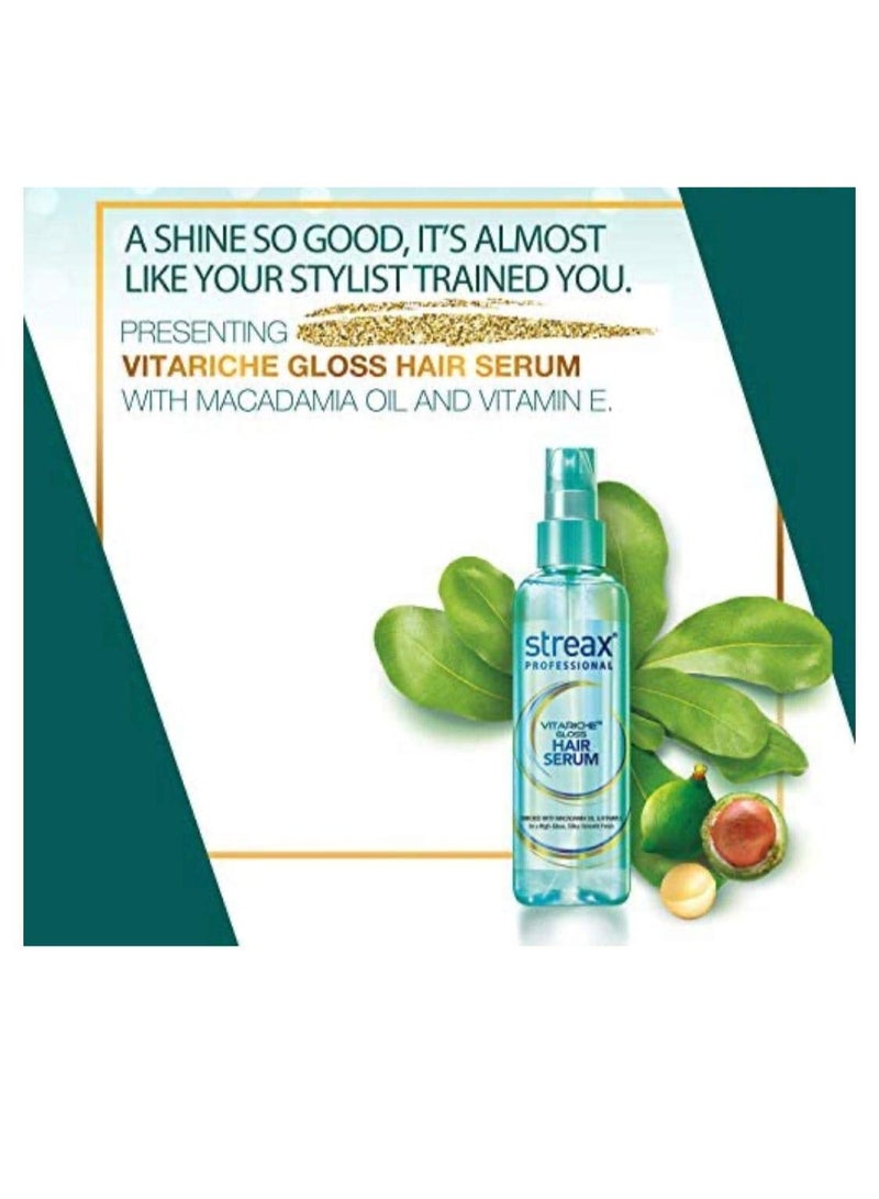 Streax Pro Hair Serum Vita Gloss With Macademia Oil & Vitamin E, Helps In Everyday Styling, Adds Shine To Hair Gorgeous & Shiny Hair, 115 Ml, Pack of 1 - Image 3