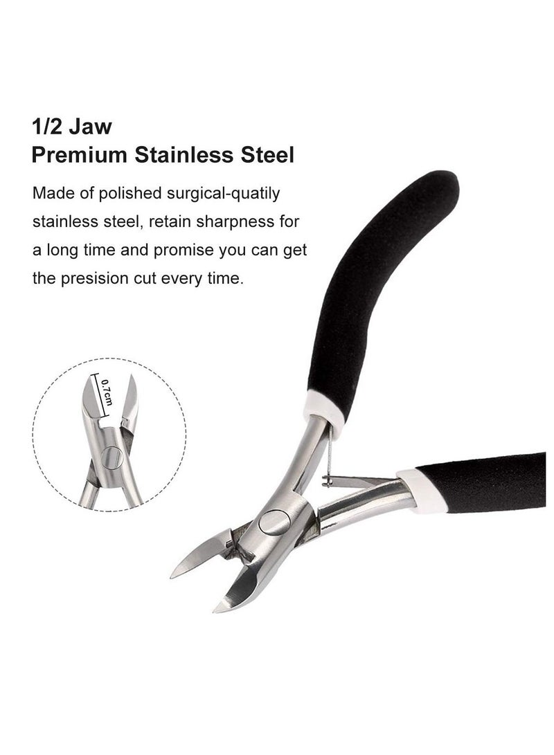Excefore 2 Pack Cuticle Trimmer, Dead Skin Remover Clipper, Non-Slip Professional Cuticle Nipper Stainless Steel Cutter, 1/2 Jaw (7 mm) Cuticle Cutter- Black - Image 3