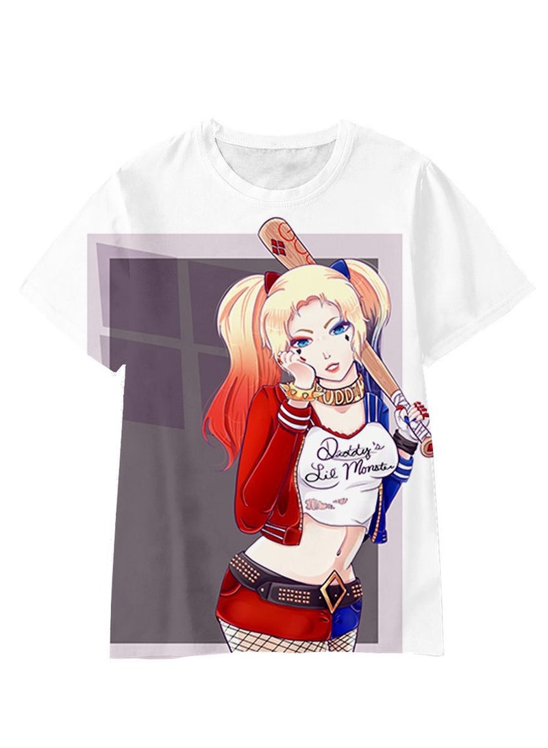 Cartoon Harley Quinn 3D digital printing personalized breathable children's T-shirt for adults and children  - Image 1
