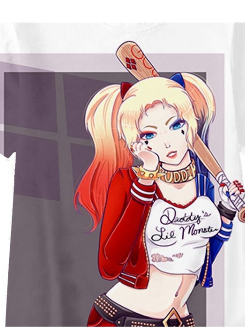 Cartoon Harley Quinn 3D digital printing personalized breathable children's T-shirt for adults and children  - Image 3