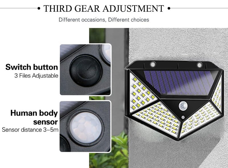 GLUN ® Plastic Solar Rechargeable Brick Wall Light Outdoor 100 LEDs Motion Sensor Light with Solar Panel with IP65 Protection, Waterproof with Wide Angle Lighting Pack of 1 - Image 3